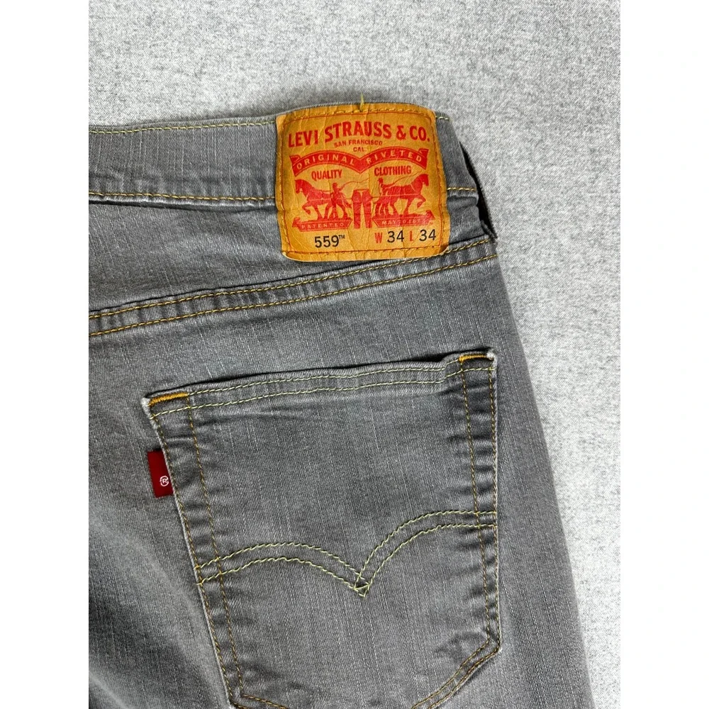 Levis 559‎ Jeans Mens 34x34 Relaxed Straight Gray Denim Stretch Pants
